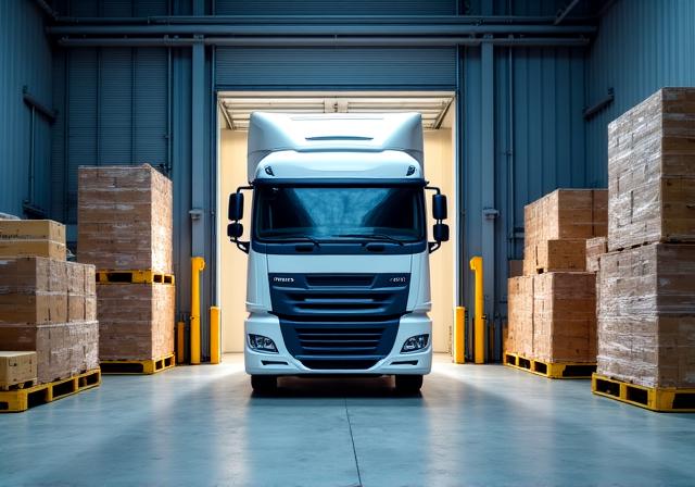 Warehouse loading bay with YANASAMA DISTRIBUTION, INC. trucks