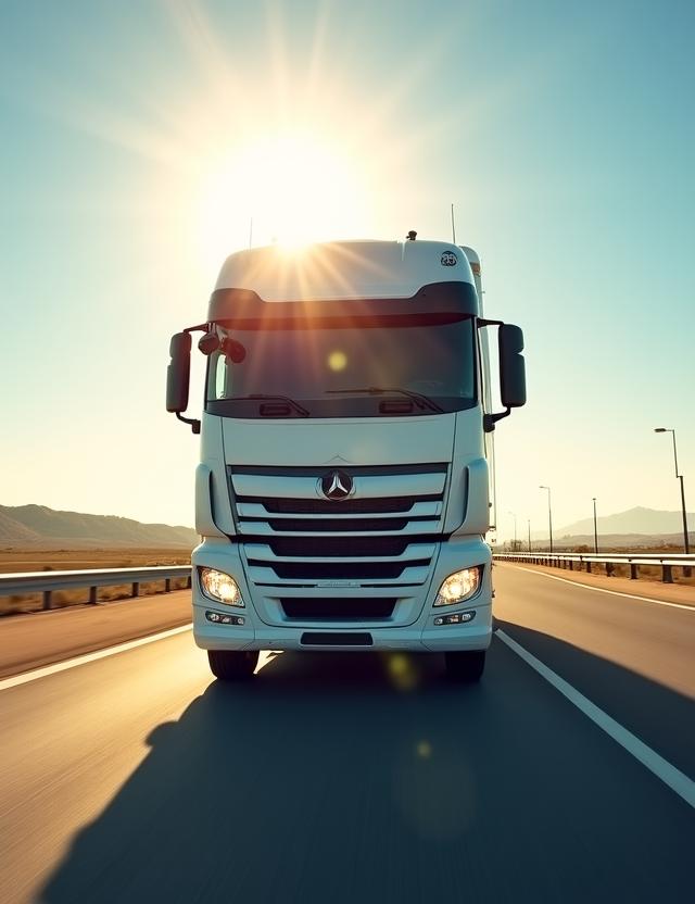 Reliable logistics transit truck on highway
