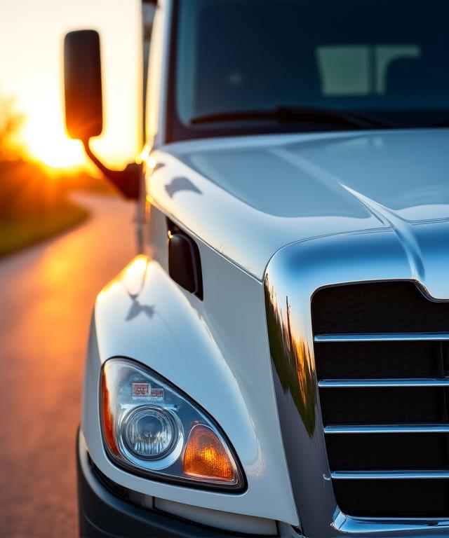 Close up of a polished logistics truck